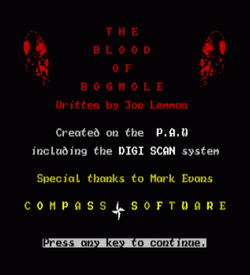 Blood Of Bogmole, The (1986)(Compass Software)[Master Tape] ROM