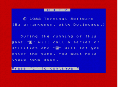 City (1983)(Terminal Software)