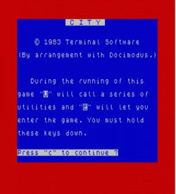 City (1983)(Terminal Software) ROM