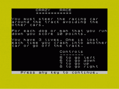 Crazy Race (1982)(C-Tech)[16K]