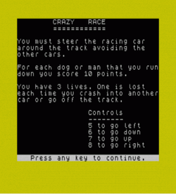Crazy Race (1982)(C-Tech)[16K] ROM
