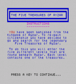 Five Treasures Of Ryzar, The (1984)(Space Age Software) ROM